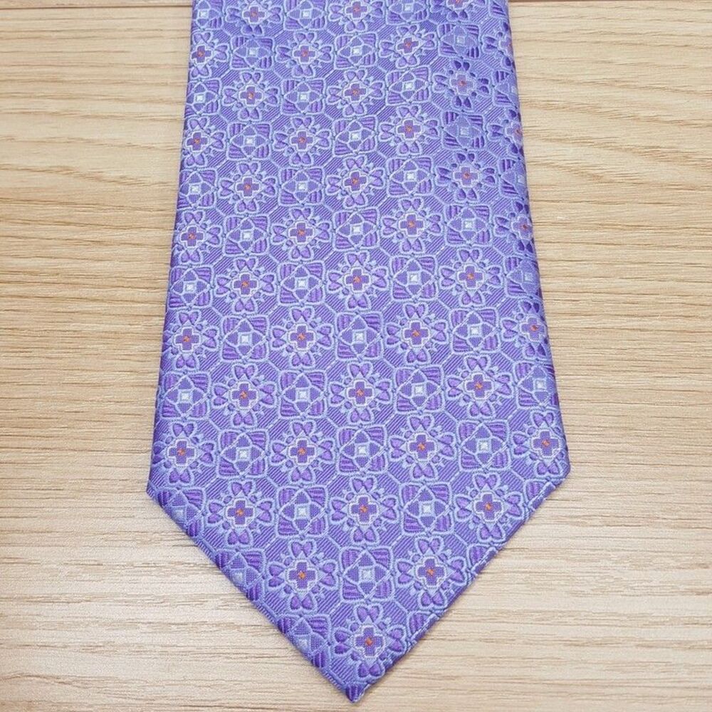 ETON Neck Tie Purple Floral Medallion 100% Silk Modern Classic Necktie $170
